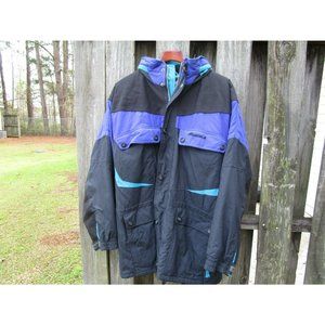 Nordica Jacket Snow Winter Coat XL Blue Ski Sports System Vintage Color block